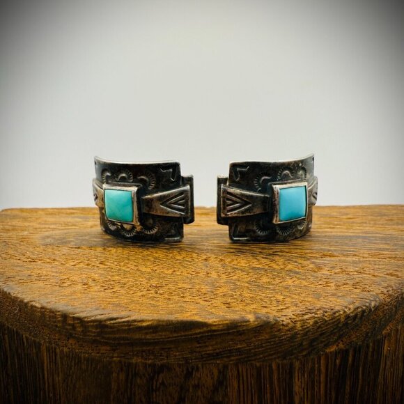 Sterling Silver Turquoise Watch Tips - Picture 1 of 10